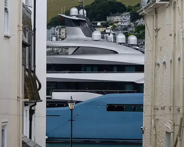 Billionaire parks $300m superyacht off coast small UK town